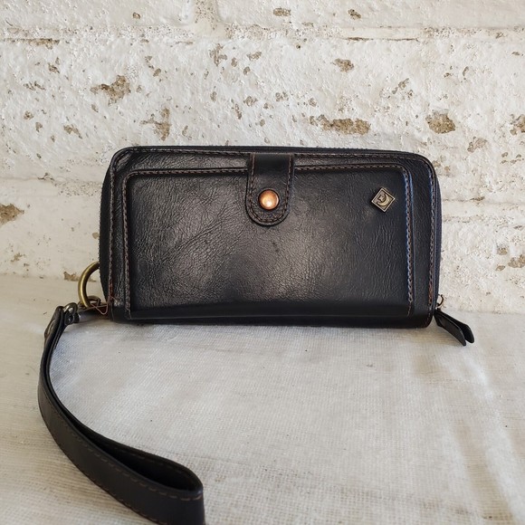 Pola | Women's Black Multi-function Leather Wallet Cell Case 7" x 3.5" - Picture 1 of 9